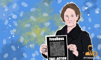 Lyn Ulbricht holds a QR Code with the slogan Free Ross Take Action, Ross Ulbricht's mother speaks to BTCManager in this interview