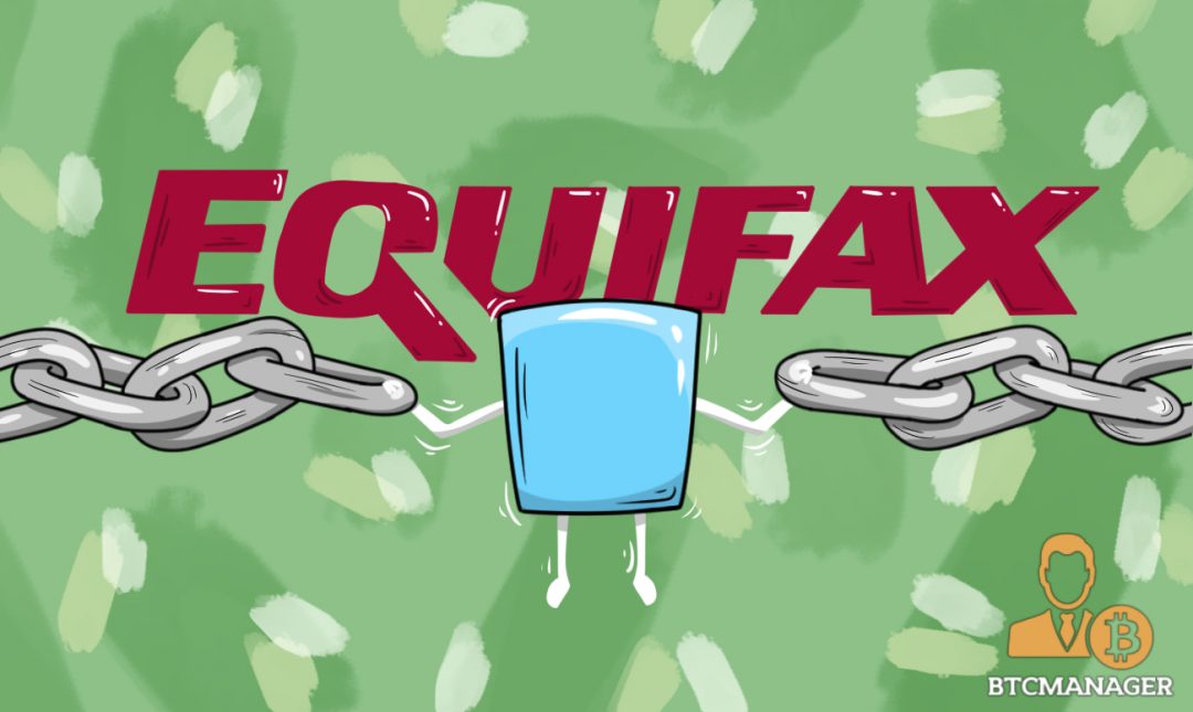 Equifax logo in the background as a Block holds together a broken chain representing the Equifax hack that affected millions
