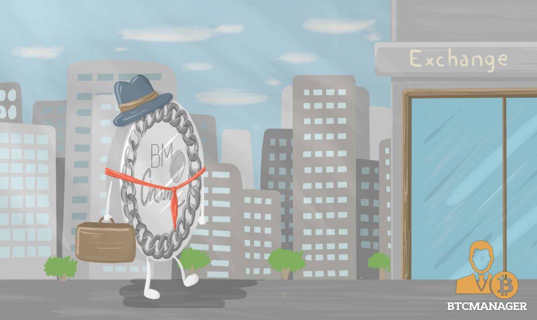 Blockchian man with a hat and briefcase going into an exchange.