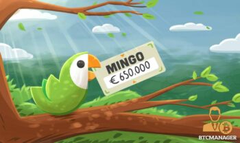 A bird holding a card that says "mingo 650,000 euros"