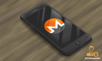 Purism's upcoming Librem 5 phone is displayed with a Monero logo on the screen, as the privacy smartphone will come will monero payments by default