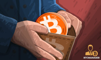 generic bitcoin in a wallet illo