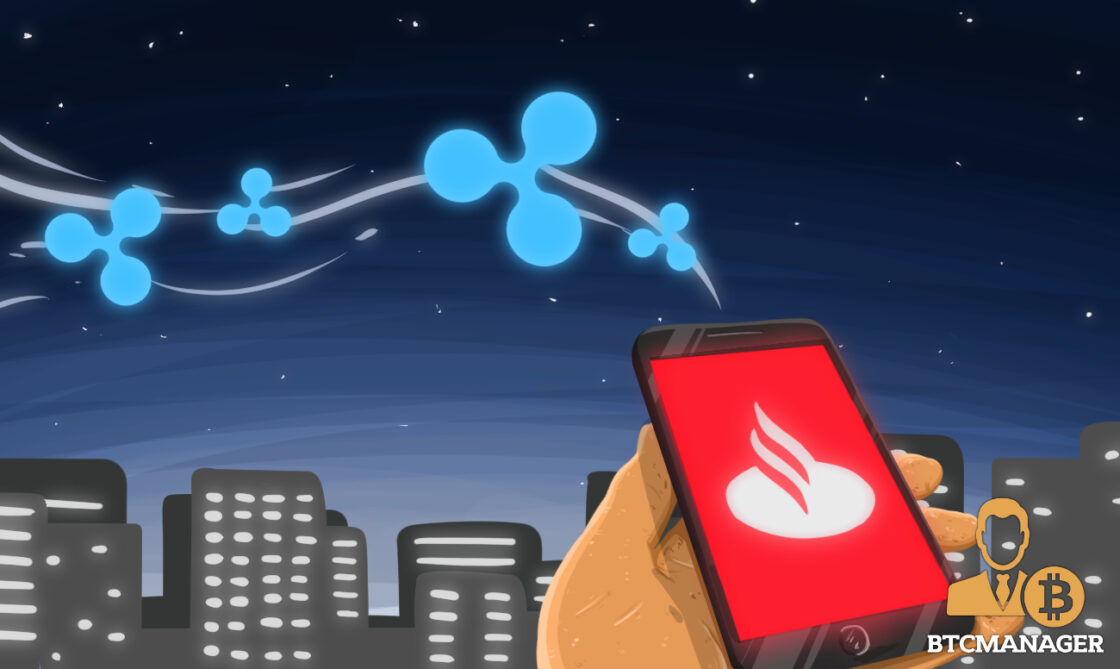 Santander app on mobile blockchain city