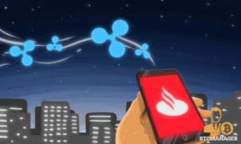 Santander app on mobile blockchain city