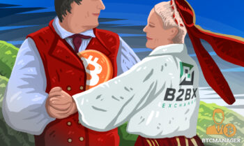 Two Men Exchangin One Bitcoin