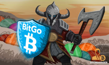 Warrior holding a bitgo shield