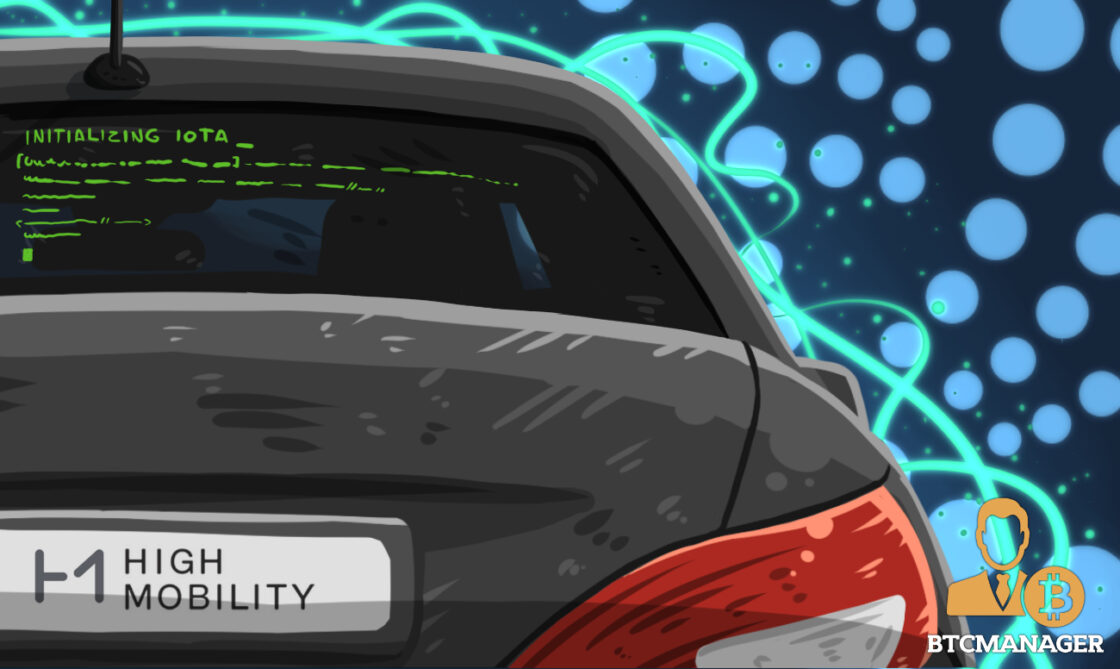 mercedes car with blockchain technology around it