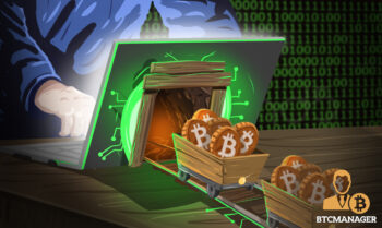 Bitcoin Mining Carts Heading Through Portal