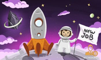 Rocket ship on the moon comic with a monkey astronaut