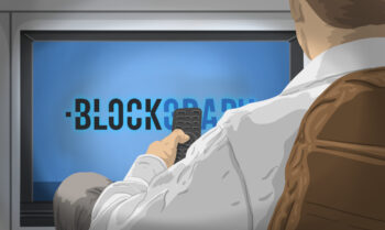 Person Turning on Blockgraph Television