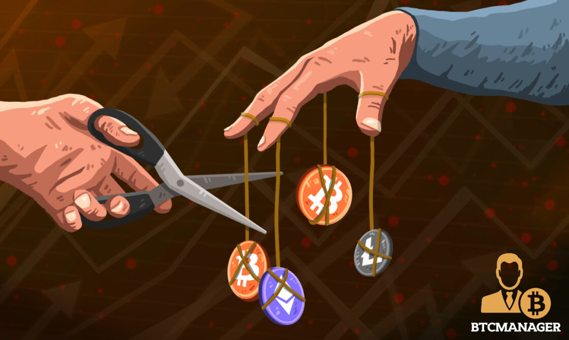 Scissors Cutting Strings Attached to Crypto