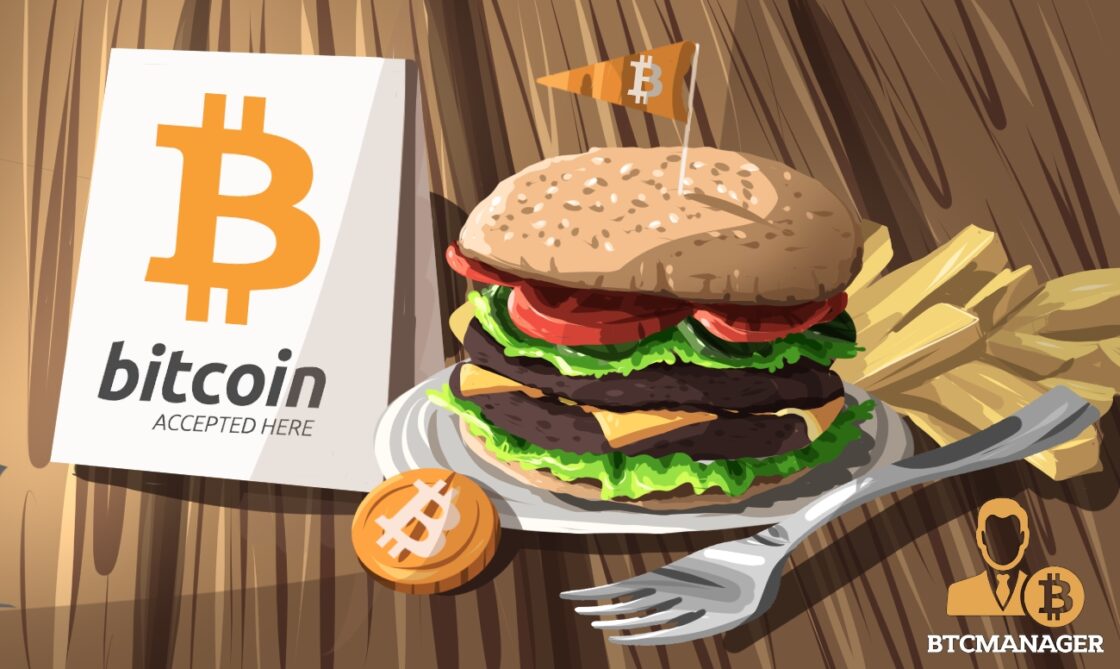 Bitcoin Burger with Fries and Fork