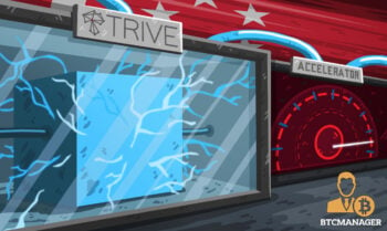 Blockchain Block Behind Glass Casing Titled Trive