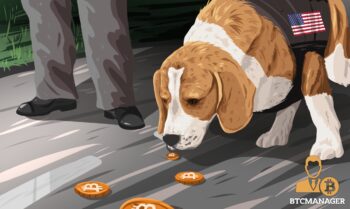 Dog Sniffing out Coins on the Ground