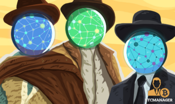 Three guys with blockchain faces and different fashion