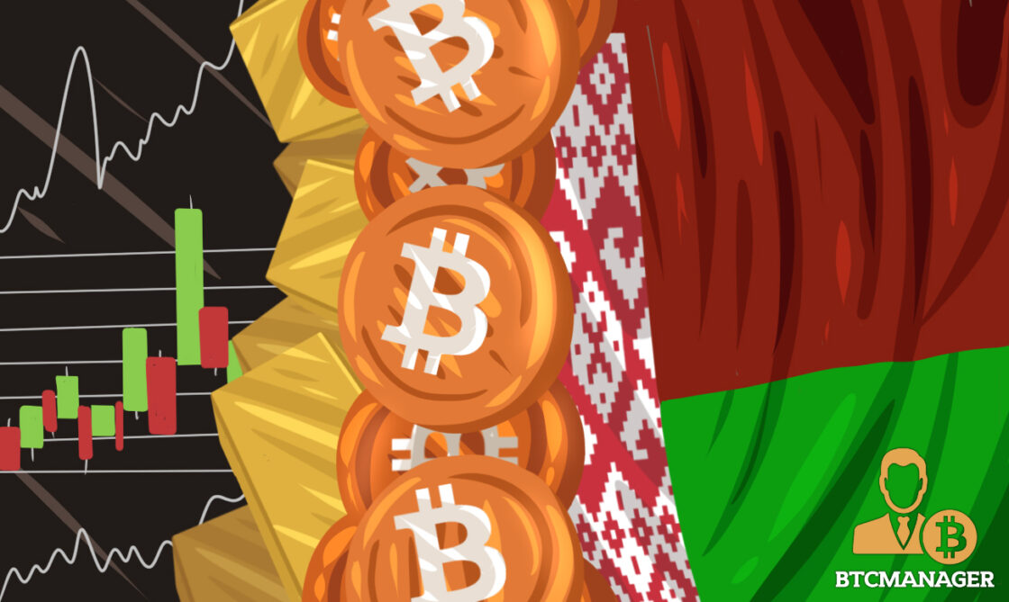 Belarus Flag Bitcoin Green Candle Graph Chart Stocks