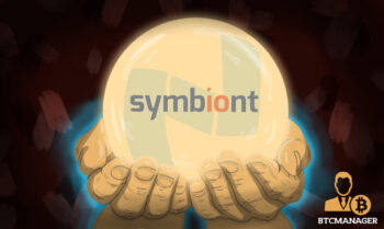 Hand Holding Glowing Orb with Symbiont Logo on it