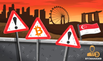 Bitcoin Exclamation Warning Signs Singapore Skyline