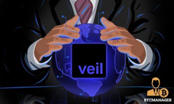 Man in Suit Looking into Orb with Veil Logo