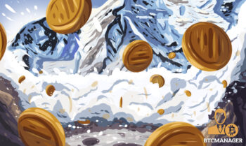Mountain Avalanche with Many Coins and Snow Falling