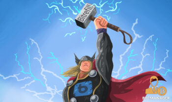 Thor with Bitrefill Hammer with Lightning Background