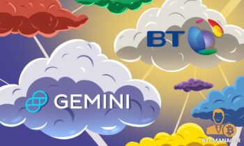 Gemini BT Cloud Blue White Yellow Red Blockchain