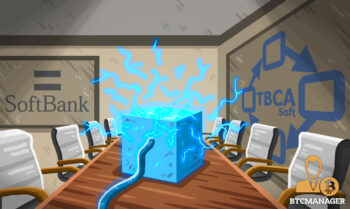 Blockchain Cube Sitting on a Board Room Table