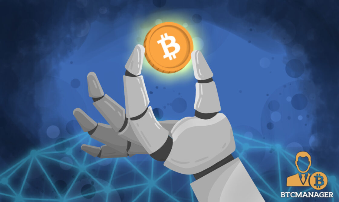 Bitcoin Robot Hand Blue Blockchan Silver