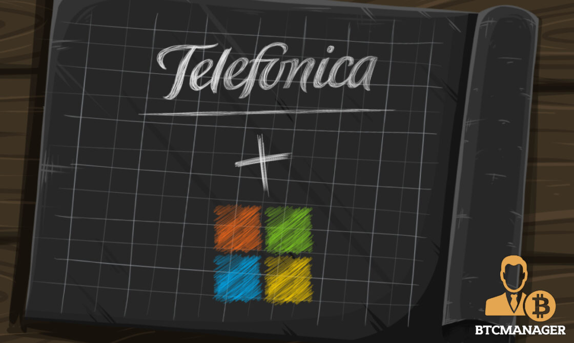 Telefonica "plus" Microsoft Written on a Chalkboard