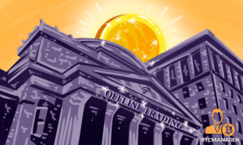 Offline Trading Building with Coin as a Sun Motif