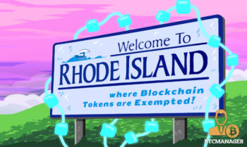 Rhode Island Sign Wrapped in Blockchain