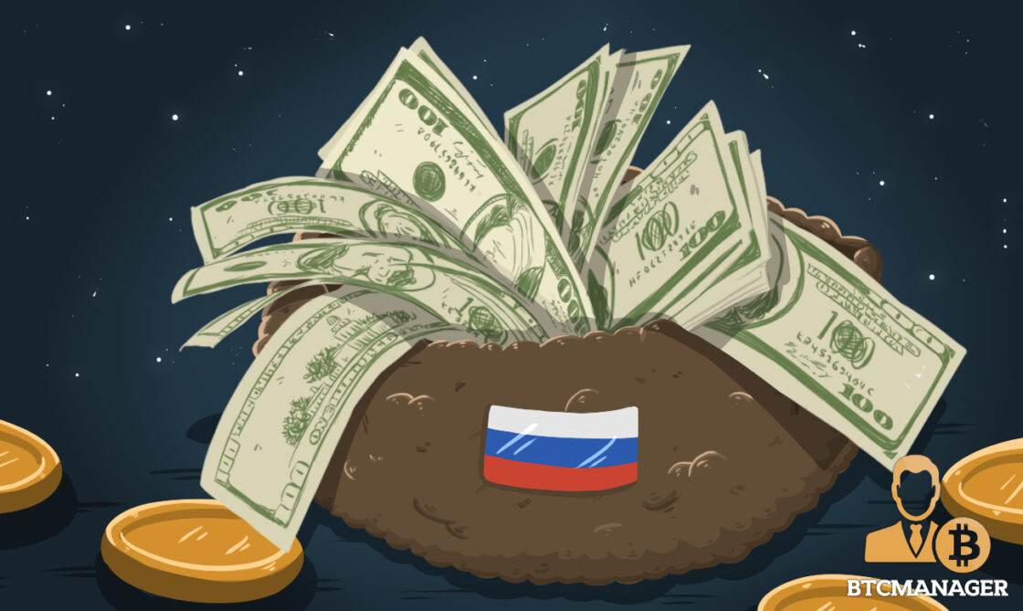 Basket of Cash with Russian Flag
