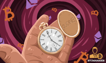 Hand Holding a Clock with Crypto Background