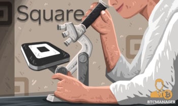 Person Looking at Square Logo under a Microscope