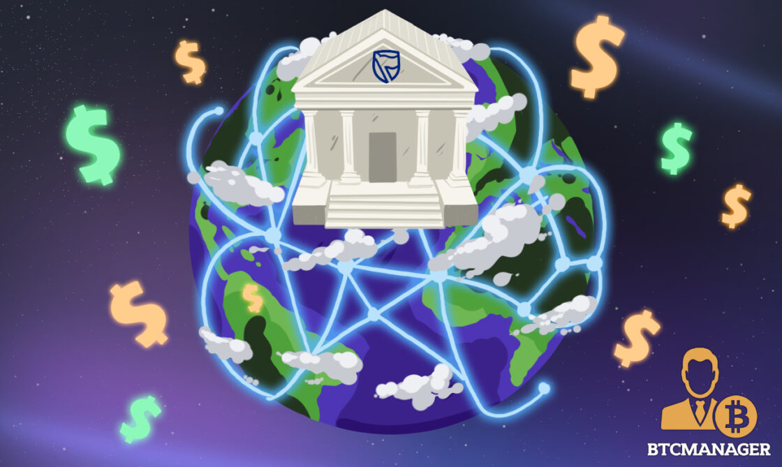 Bank Sitting on the Globe Surrounded by Money Symbols