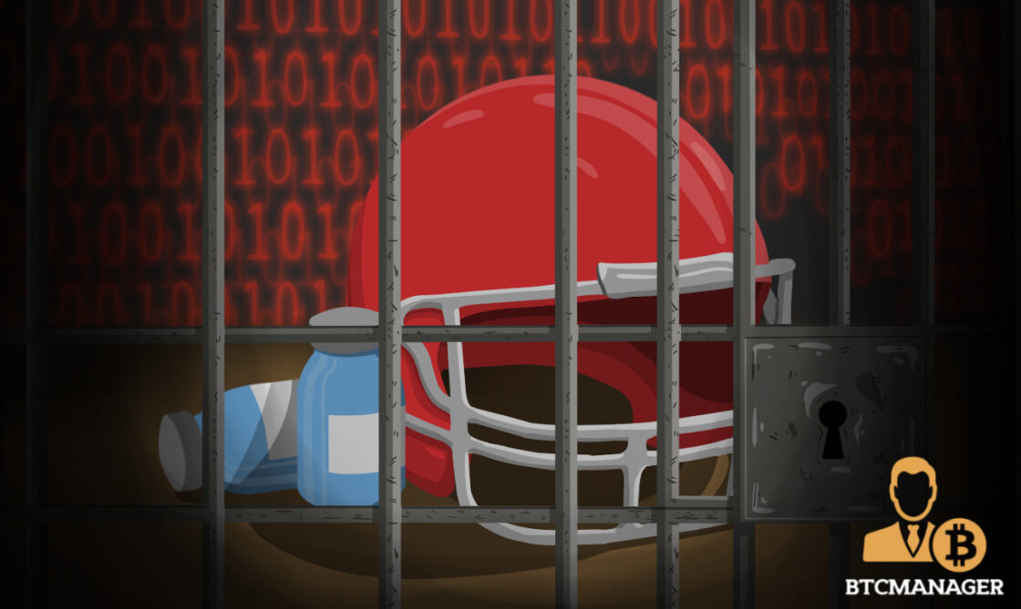 Football Helmet behind Jail Bars