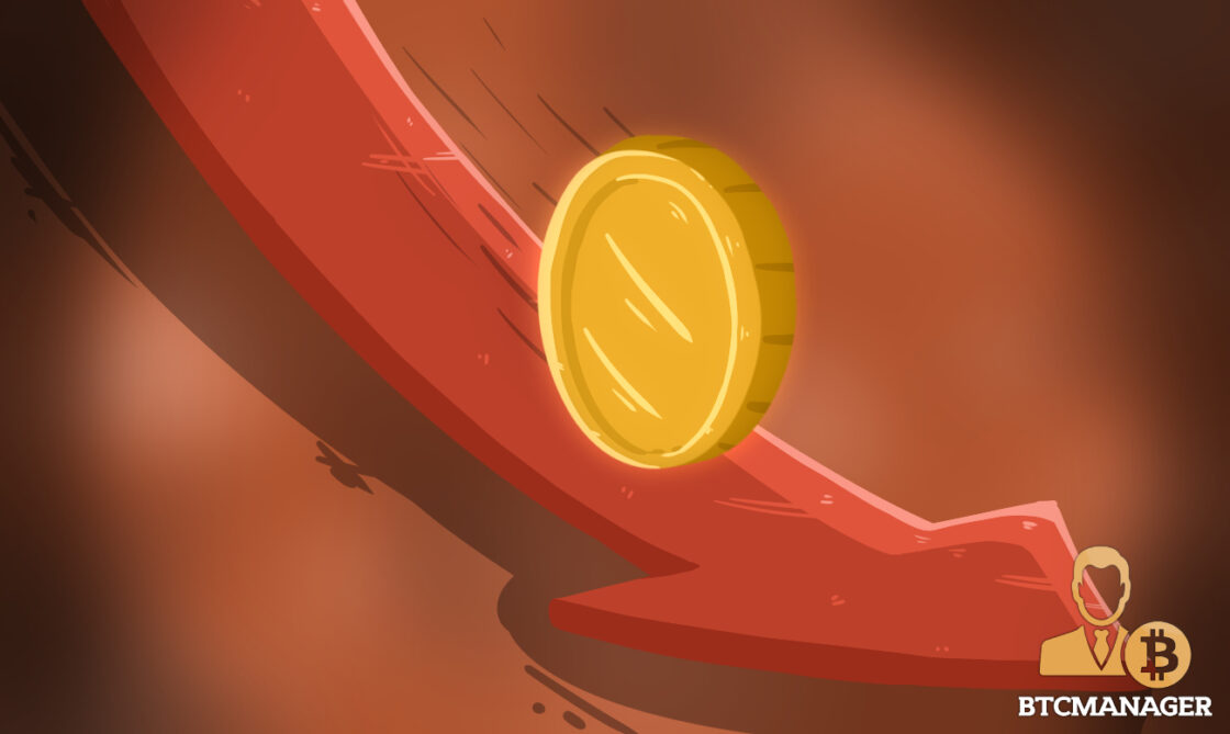 Gold Coin Falling down a red Arrow