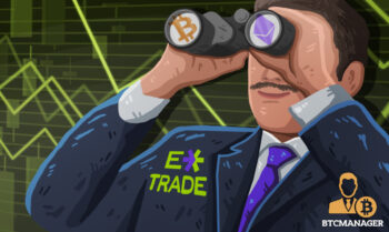 Man in an E*Trade Suit Looking through Binoculars