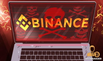 Binance Hacked Laptop Red SKull and Bones