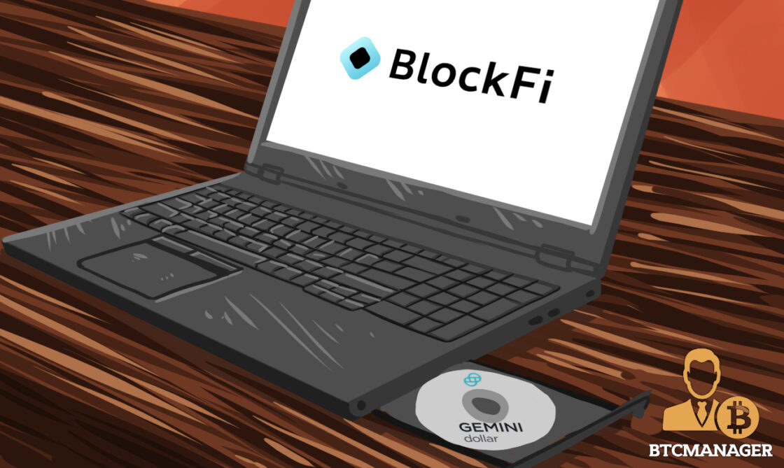 Laptop with BlockFi Logo on it