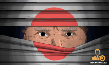 Man looking out through blinds japan