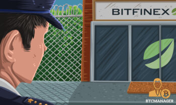 Police Officer Looking at the Bitfinex Storefront