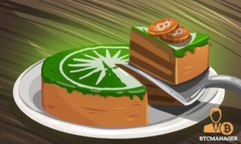 Fidelity Sliced Cake with Bitcoins on top