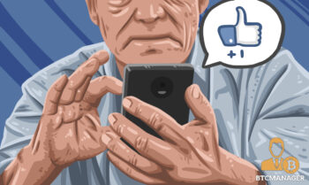 Old man liking something on Facebook