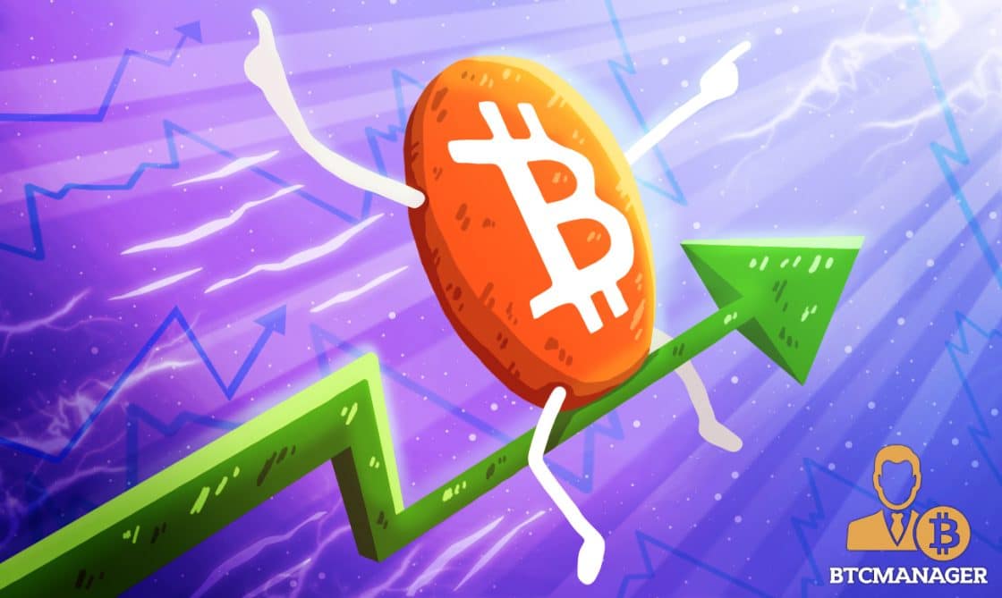 Bitcoin Riding a Green Arrow
