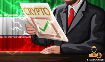 Iranian Official holding a crypto approved sheet Iran flag green tick