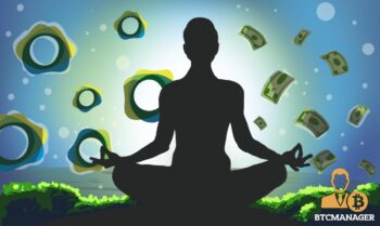 Tokens and money with ying yang yoga peace person meditating