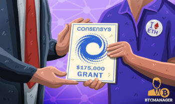 ConsenSys handing over a grant to someone