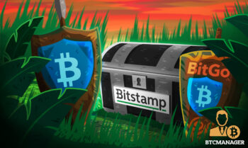 Bitstamp BitGo Treasure Chest Blue Bitcoin logo