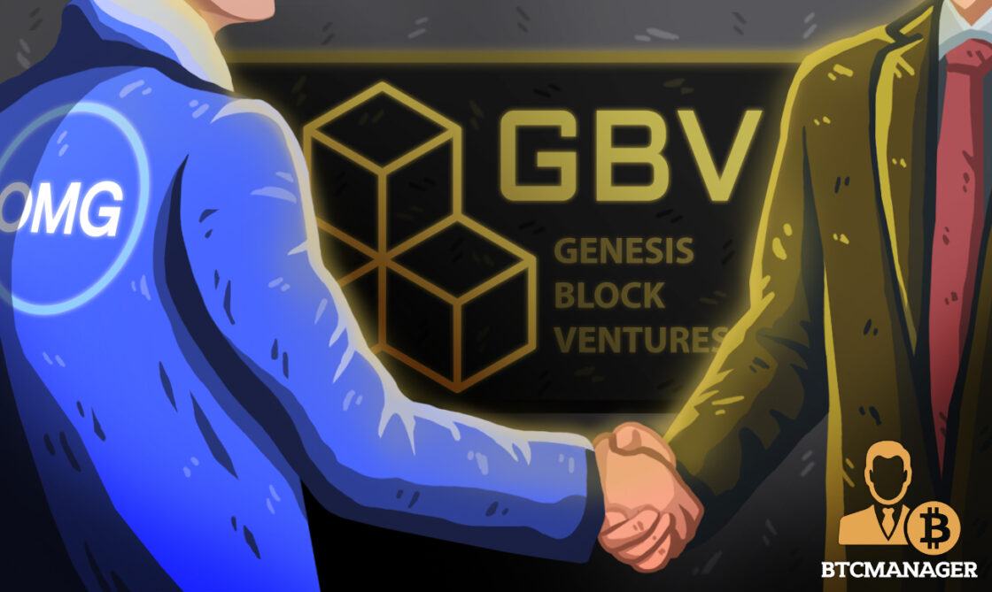 two business people shaking hands for genesis block
